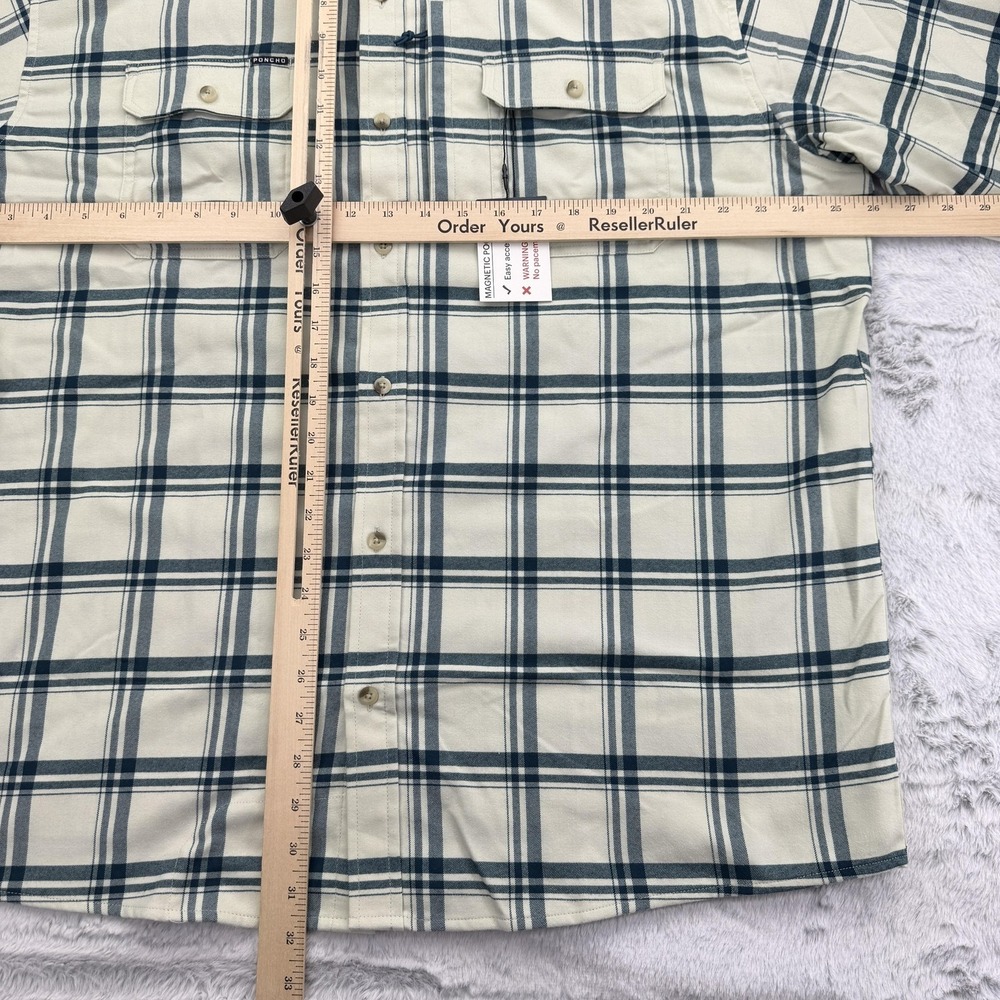 Poncho Shirt Mens XL White Plaid Long Sleeve Button Up Flannel Pockets NWT - Picture 7 of 10